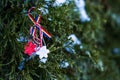 Symbol of friendship & love Ã¢â¬â Martisor in red and white string with hanging tassel. Martisor is Romanian or Moldavian